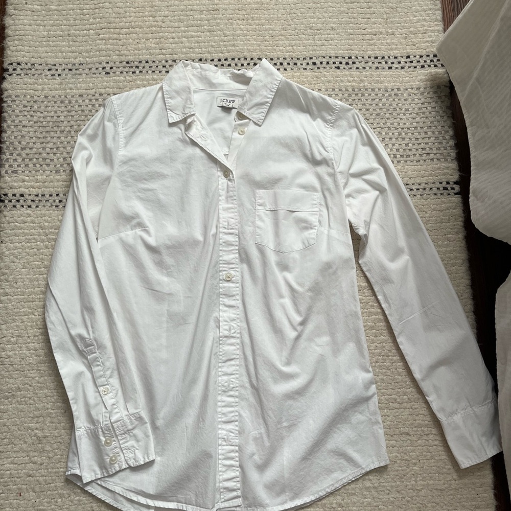 J. Crew White Long-Sleeve Button-Down Shirt